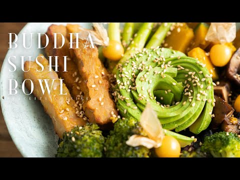 Buddha Sushi Bowl with Orange Sesame Sauce