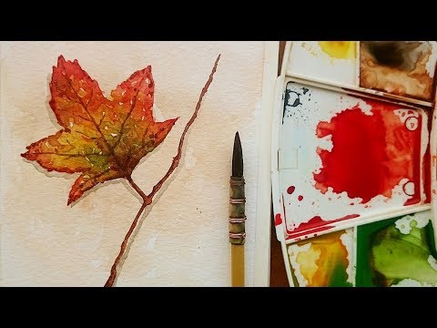 تحميل تعلم الرسم كيف ترسم ورقة شجر خريف بالالوان المائية للمبتدئين