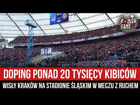Doping ponad 20 tysięcy kibiców Wisły Kraków na Stadionie Śląskim w meczu z Ruchem (22.02.2025)