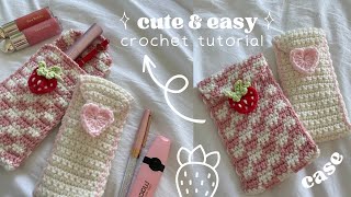 how to crochet a pencil case/pouch of any size | inspired by love letters, checkers, & strawberries