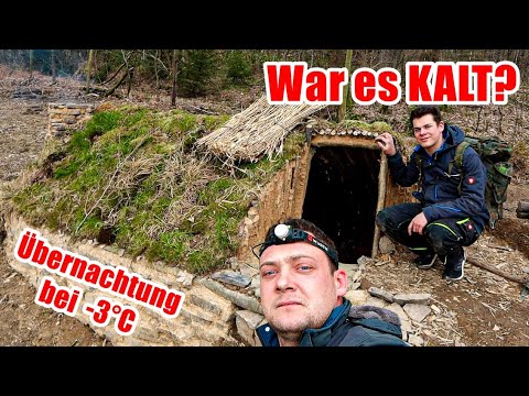 Die erste Nacht im Grubenhaus bei -3°C