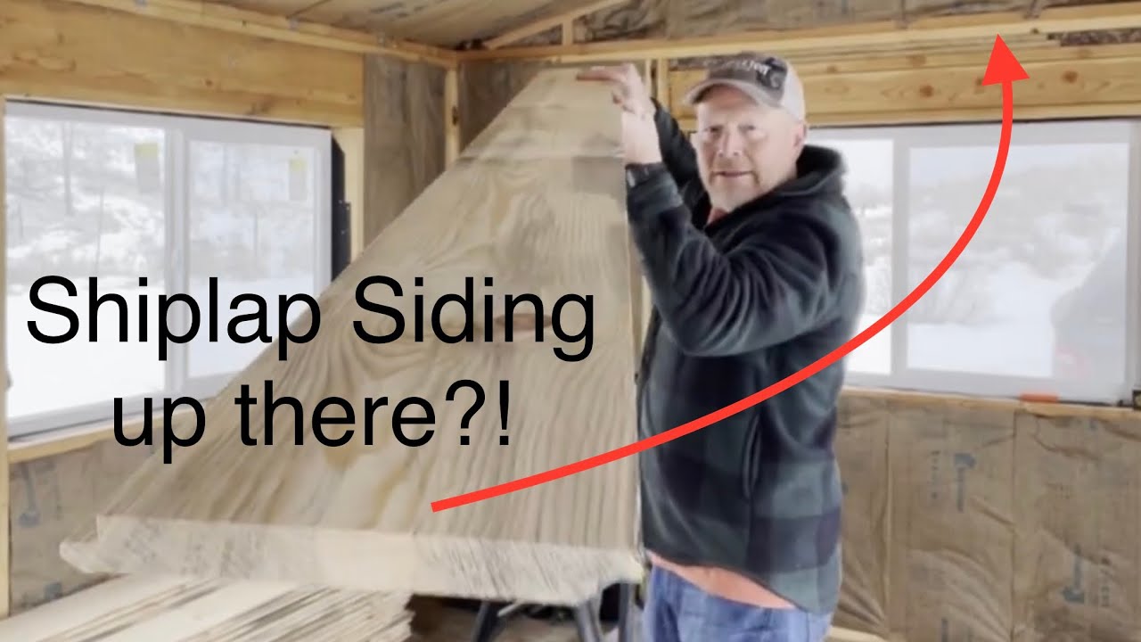 Installing a Blue Pine Shiplap Ceiling in the Off Grid Tiny Cabin