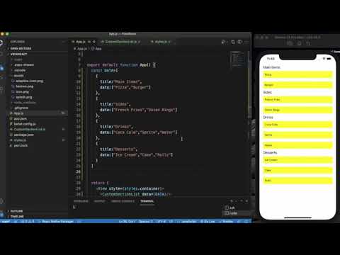 React Native Tutorial 30 React Native SectionList | Custom section style in sectionList
