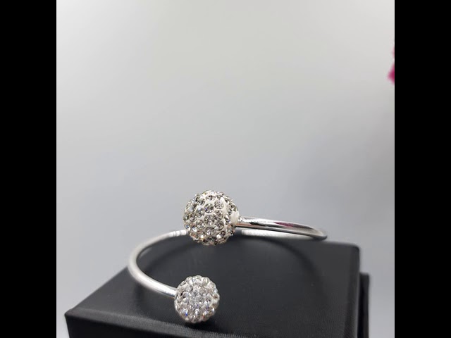 اسورة مطلية فضة بكرتين مرصعة بالكريستال