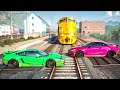 Cars vs Train Tracks - BeamNG Drive - 🔥 Long Video SPECIAL