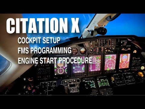 Citation X Cockpit Setup, FMS Programming, APU and Engine Start Procedure - Honeywell FMZ-2000 (FMS)