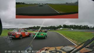 NJMP 24 Hours of Lemons Real Hoopties of New Jersey 2025 Saab 99 #161 25 Josh First Stint
