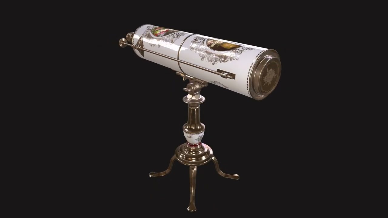 A royal antique reflecting telescope PBR 3D Model