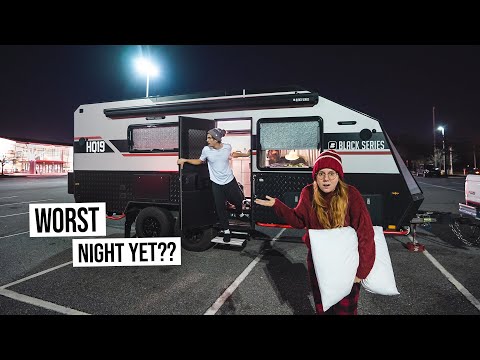 First Time RV Camping at a Rest Stop Parking Lot! - Electrical Issues And a Horrible Nights Sleep 😭