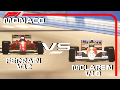 FERRARI F1 1990 PROST vs MCLAREN HONDA F1 1990 SENNA AT MONACO GP