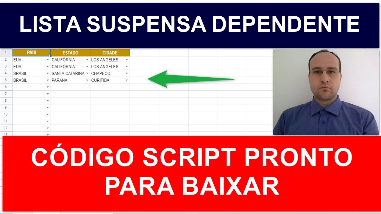 Lista Suspensa DEPENDENTE via Script no Google Planilhas - DOIS NÍVEIS