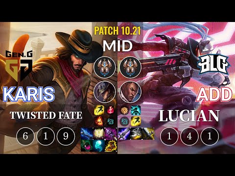 GEN Karis Twisted Fate vs BLG ADD Lucian Mid - KR Patch 10.21