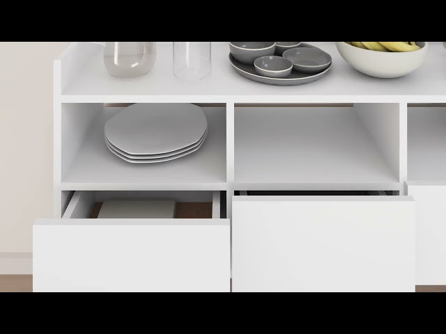 Video Teaser für 808377 vidaXL Sideboard White 105x30x70 cm Engineered Wood
