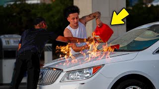 Dumping Gasoline On Cars In The Hood Prank GONE VERY WRONG!