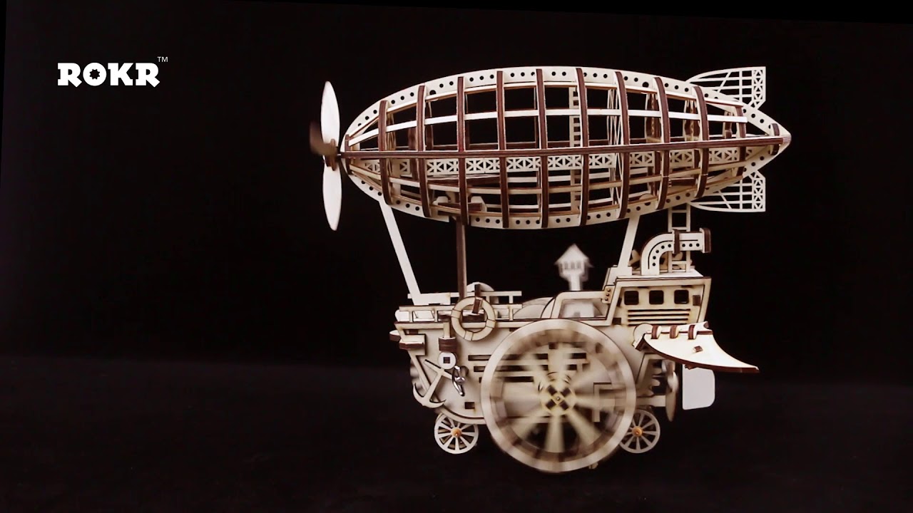 RoboTime 3D dřevěné mechanické puzzle Fantastická vzducholoď