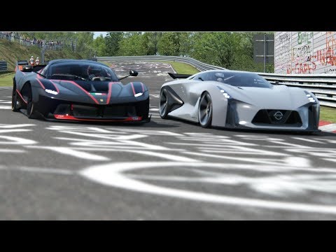 Nissan Concept 2020 Vision GT vs Ferrari FXX-K at Nordschleife