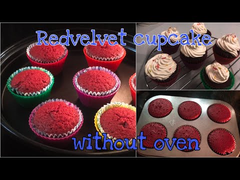 Red Velvet cupcake without oven / redvelvet cup cake with cream cheese frosting