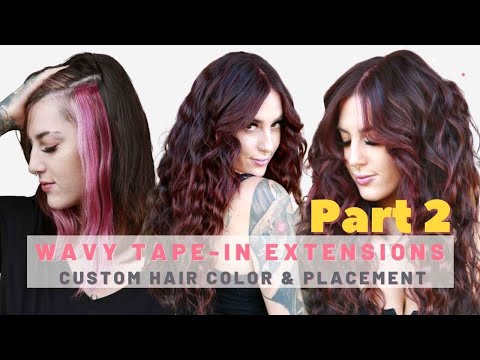 Custom Colored Wavy Hair Extension Install [22 INCH...