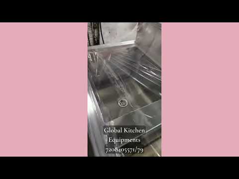 Stainless steel two sink unit with table, number of sinks: a...