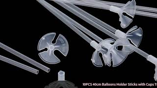 10PCS 40cm Balloons Holder Sticks with Cups Transparent Rods Plastic Pole Bracket