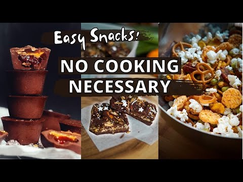 3 No-Cook Snack Recipes for Meal Prep or Movie Night! 🍫🍿 EASY VEGAN RECIPES