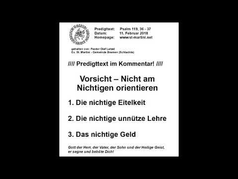 Sermon from February 11, 2018 - Caution - Do not focus on trivialities
