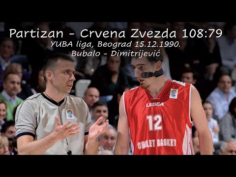 Partizan - Crvena Zvezda 108:79 YUBA liga Beograd 15.12.1990.