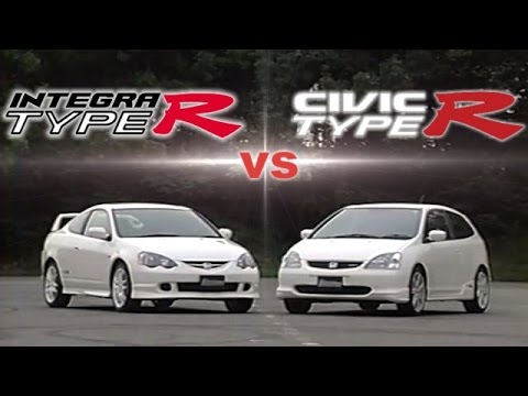 [ENG CC] Civic Type R EP3 vs. Integra Type R DC5 drag race 0-400m and mini course battle 2001