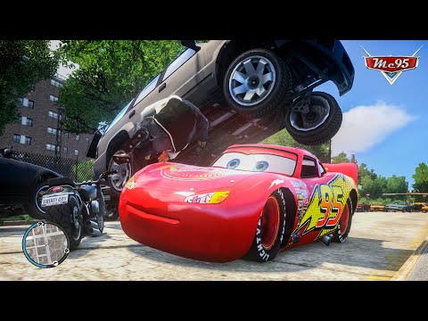 Crazy Rayo Lightning McQueen Car Crashes Ep.1 - GTA 4