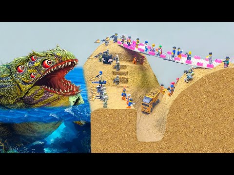 Fantasy LEGO FLOOD Action | Giant Frog Monster Attacks Lego People Causing Flood Disasters & Tsunami