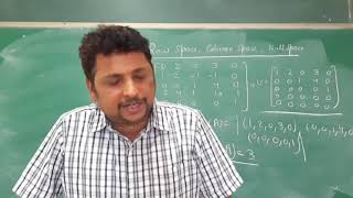 Row Space, Column space and Null space for given matrix