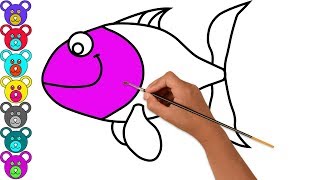 Coloring Pages Videos for Kids | How to Draw Fish Coloring Book for Children Step by Step