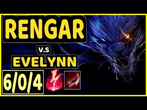 PRAELUS (RENGAR) vs EVELYNN - 6/0/4 KDA JUNGLE GAMEPLAY - OC Ranked MASTER