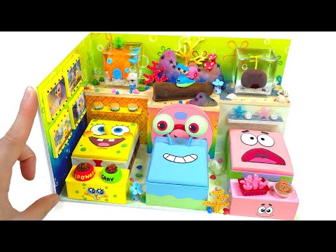 #diy DIY Miniature Spongebob♥Gary♥Patrick stars board house♥Making Spongebob on the run house♥