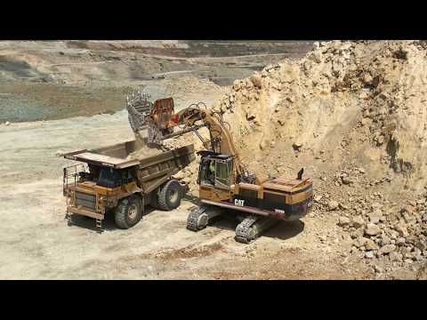 Caterpillar 5090B Shovel Excavator Loading Caterpillar Dumpers - Sotiriadis Brothers