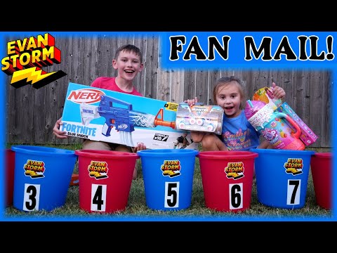 Evan and Emily Storm Open Up Fan Mail Plus Ball Toss Challenge Kids Game