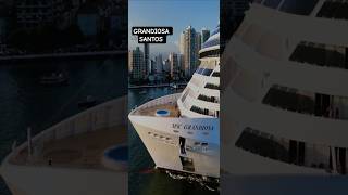 MSC GRANDIOSA navio cruzeiro Santos @cruzeiros2025  maior ship #google  saindo #drone #shorts