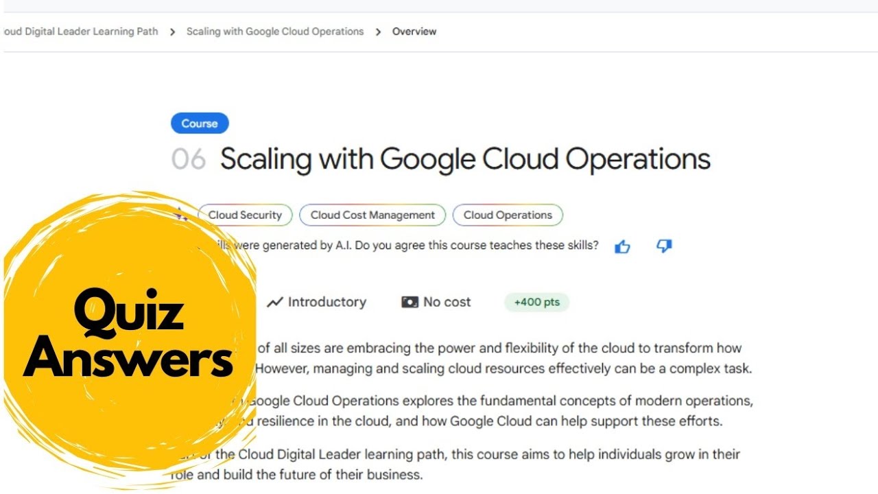 06 Scaling with Google Cloud Operations (All Quiz) | Quiz Answers