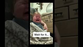 nasal irrigation baby 😭 boogers baby 😩😪 #boogers #nose #nasalirrigation #viral #video