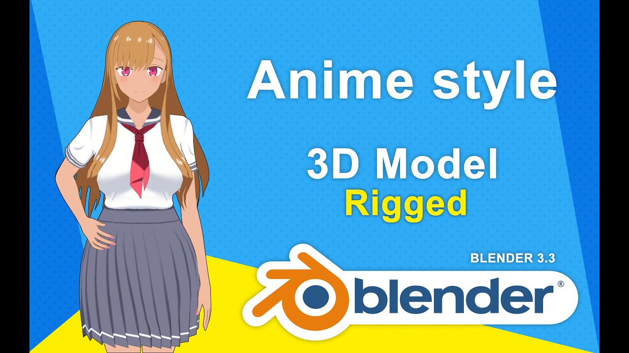 Anime girl - Student - 3 3D Model