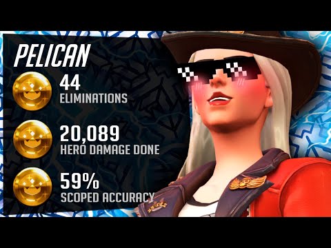 Pelican DPS Main - Hanzo Ashe Cassidy! 44 elims! [ Overwatch Season 32 Top 500 ]