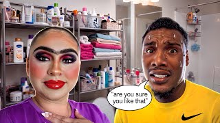 Doing My Make Up HORRIBLE To See My Boyfriends Reaction
