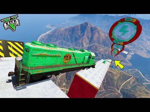 GTA 5 ONLINE 🐷 MEGA RAMP WITH TRAIN 100.000% IMPOSSIBLE!!! 🐷 COME ON!!