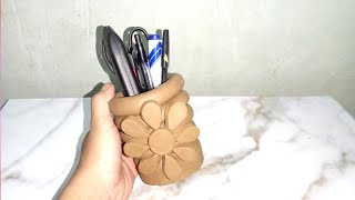 cara membuat tempat pensil dari tanah liat|kerajinan tanah liat mudah|prakarya tugas sekolah