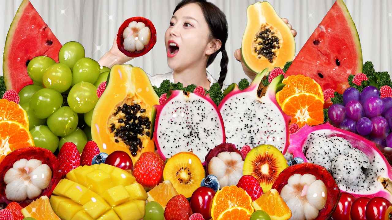 과일특집 🍉 딸기 수박 파파야 샤인머스캣 디저트 플래터 먹방 ! Fruits Platter 🍊 Strawberry Watermelon Mukbang ASM