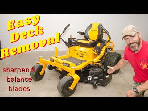 How to remove deck, sharpen and balance blades on a Zero turn Cub Cadet Ultima series ZT2 or ZT1