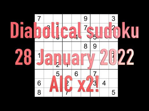 Sudoku solution – Diabolical sudoku 28 January 2022 AICx2