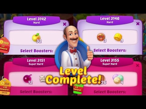 Homescapes Gameplay - Hard & Super Hard Level 3142 3146 3151 3155