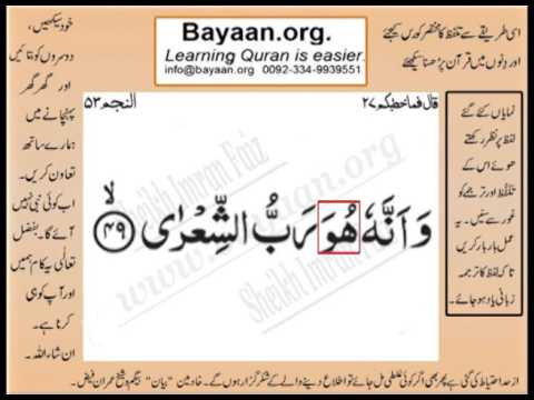 Learn Quran in Urdu translation word by word learning, Surah 53 Ayat 51