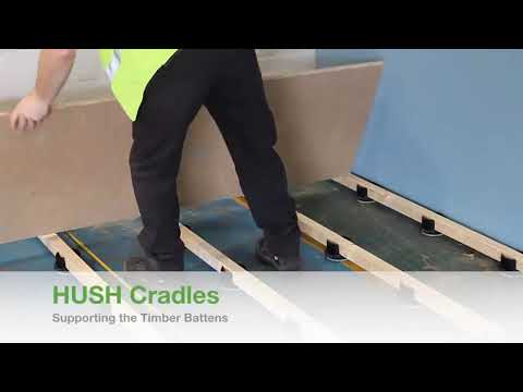 Hush Cradles: adjustable cradle for reducing impact sound in concrete or timber separating floors